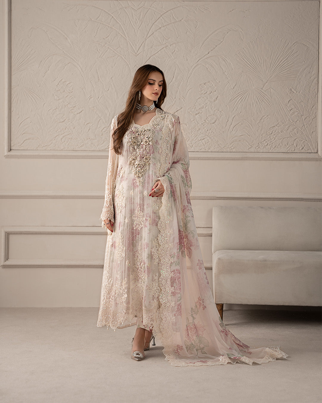 Embroidered Chiffon Suit | MPC-25-101